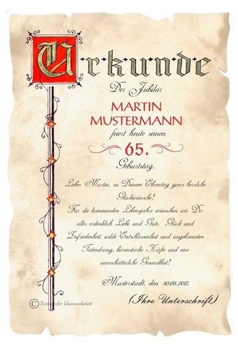 Xxl urkunde geburtstag - urkunde, 65.