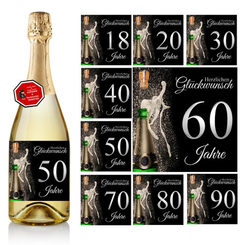 Aufkleber sektflasche - aufkleber,